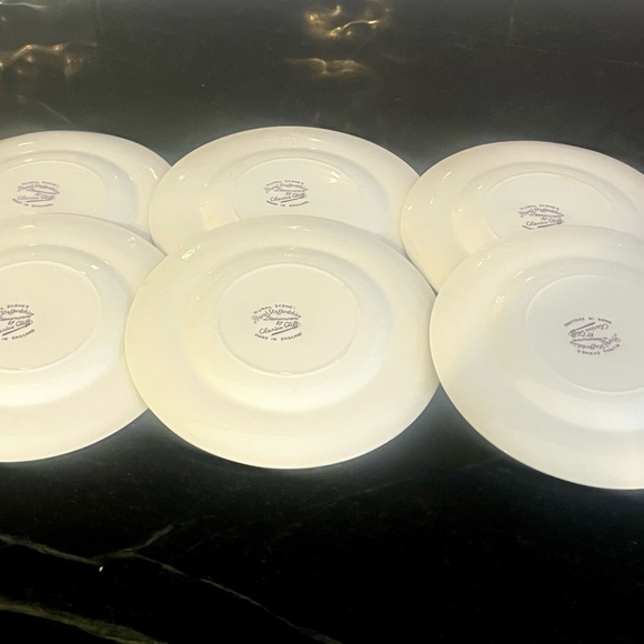 6 Vintage Clarice Cliff PURPLE Dessert Plates - Picture 7 of 8